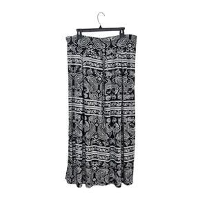 Paisley Maxi Skirt Elastic Waist Women’s Size 2x Plus Metro Wear Pleated Stretch